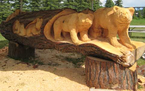 Tree Carving of Bears 
